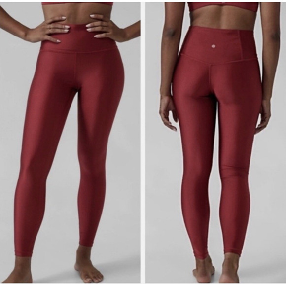 Athleta Elation Shine Tight Leggings Lustre Finish Size M Red - Picture 1 of 10
